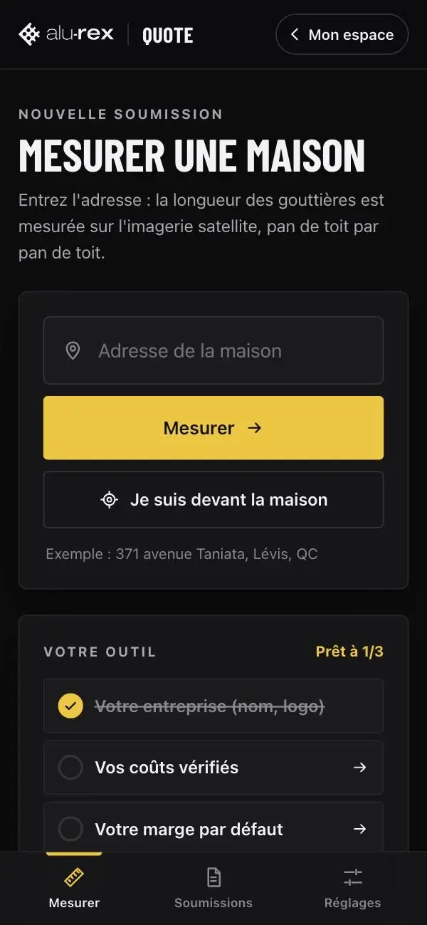 Mesurer une maison dans Alu-Rex Quote