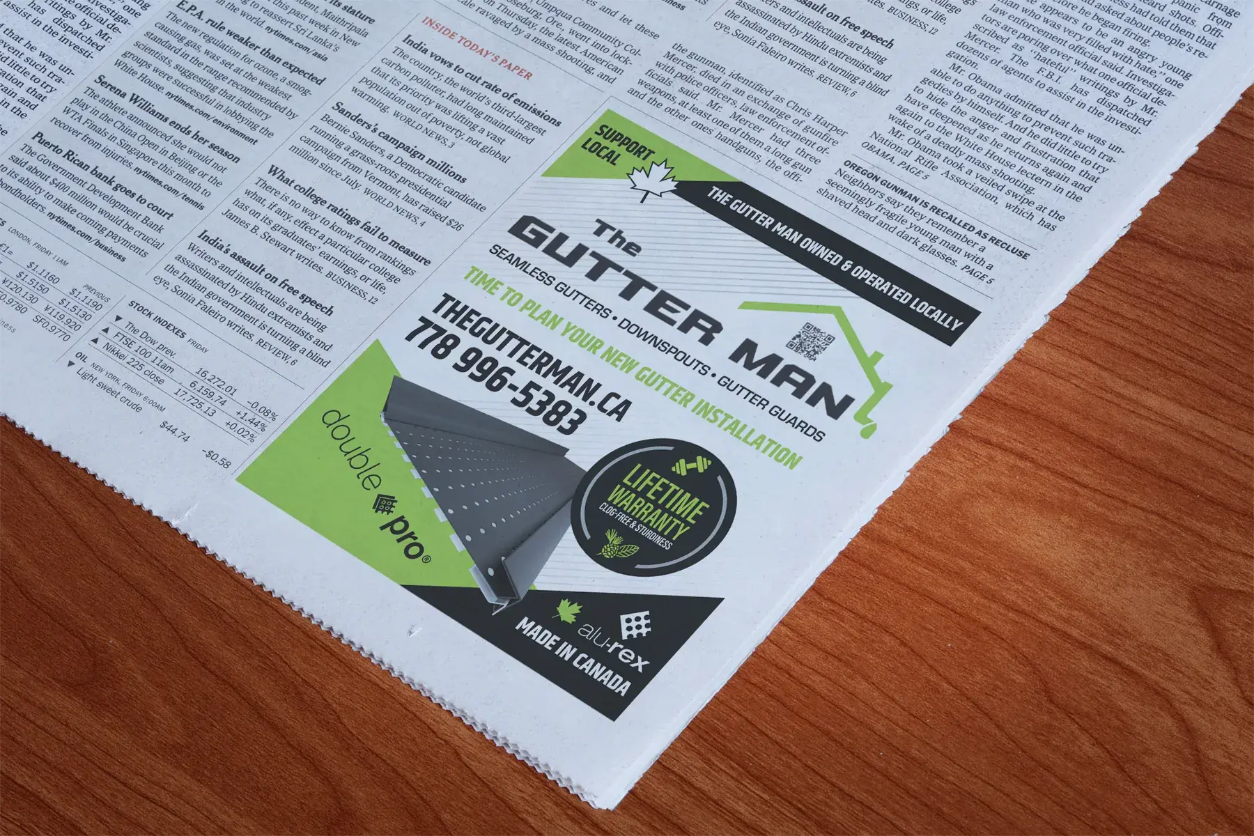 The Gutter Man – Newspaper ad